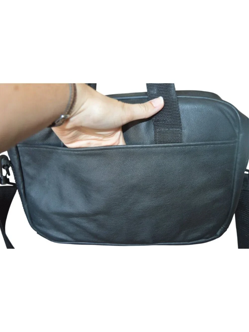 Vintage Genuine Leather Black Crossbody Satchel Travel Bag Handcrafted in Ohio